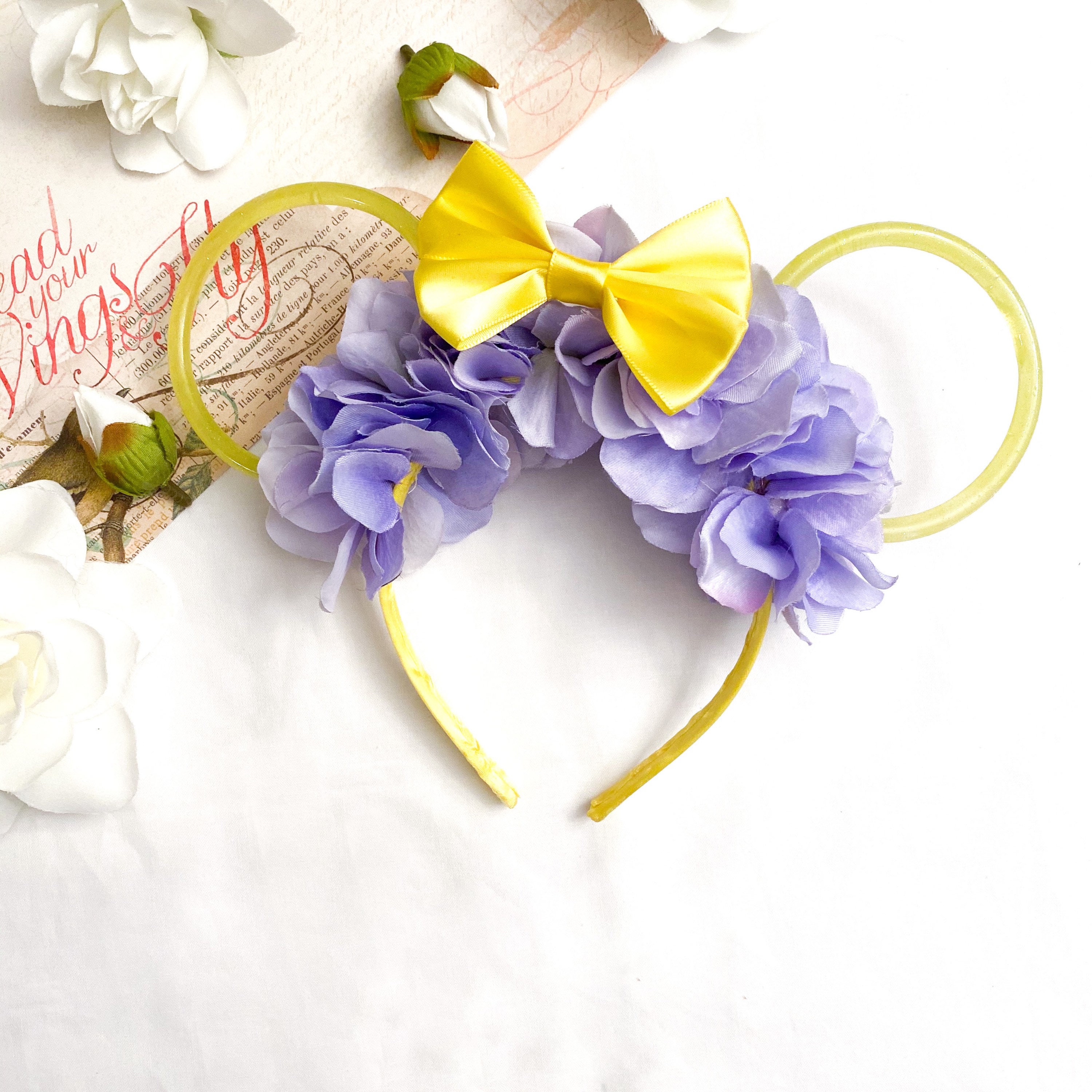 Lemonade and Lavender Inspired Floral Wire Minnie Mouse Ears Etsy