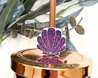 Purple Shell Straw Buddy | Ariel inspired Straw Topper | Princess Straw Charm | Straw Decoration