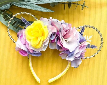 Lemonade and Lavender Inspired Floral Wire Mouse Ears - Snack Ears