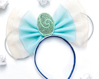 Jeweled Goddess heart Mouse Ears with Oversized Bow