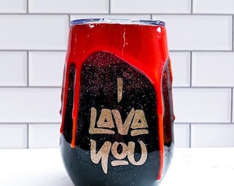 Dripping “I Lava You” Glitter Tumbler