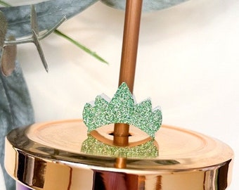 Glitter Crown Straw Buddy | Tiana inspired Straw Topper | Princess Straw Charm | Straw Decoration