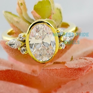 2 ct Oval Cut Solitaire Bezel Moissanite Ring / Oval Bezel Set Moissanite Engagement Ring / Oval Cut Wedding Ring / Oval Diamond Ring