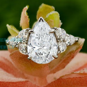 2 CT Tear Drop Wedding Ring Moissanite Engagement Ring Pear Shape Art Deco Wedding Ring Plain Gold Ring For Women Promise Moissanite Ring