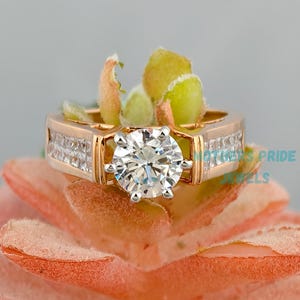 14K Gold Round Cut Moissanite Ring For Men, Unique Solitaire Round Cut Diamond Ring For Him, Statement Ring, Gift For Men, Handmade Jewelry
