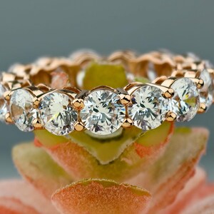 4MM Round cut Moissanite Full Eternity Band 14k Solid Gold Matching Diamond Wedding Band Stack Ring for Women Anniversary Ring Gift for her