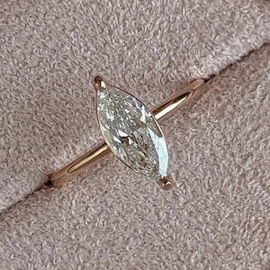 1Ct Marquise Cut Moissanite Engagement Ring / Classic Solitaire Engagement Ring / Minimalist Engagement Ring / Promise Ring For Her / Gift
