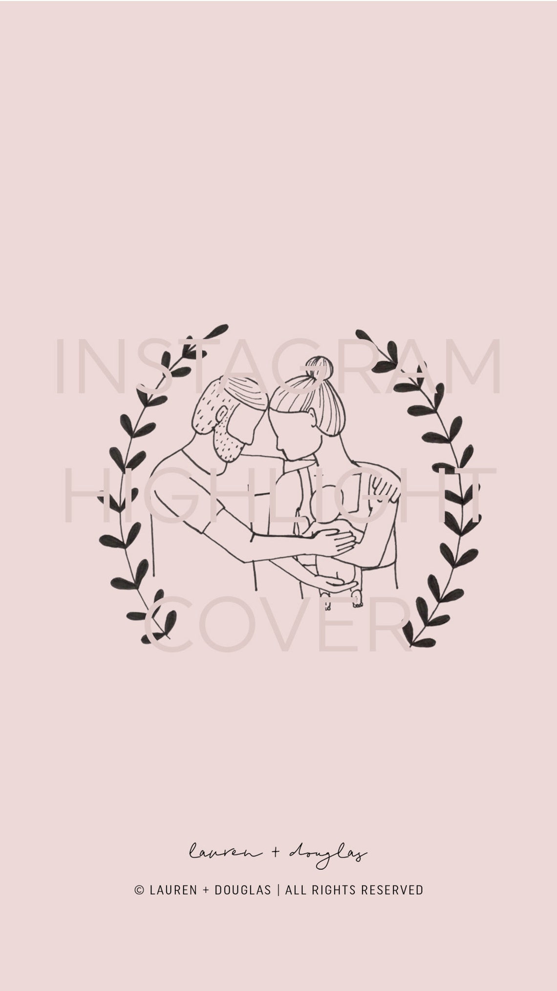 Family Instagram Highlight Cover Pink Icon HandDrawn Etsy