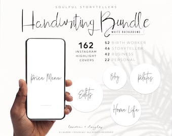Instagram Story Highlight Covers, White, Handwriting Font, Birth Photographer, Lifestyle Photography, Doula, Midwife, Health, Mom Blogger