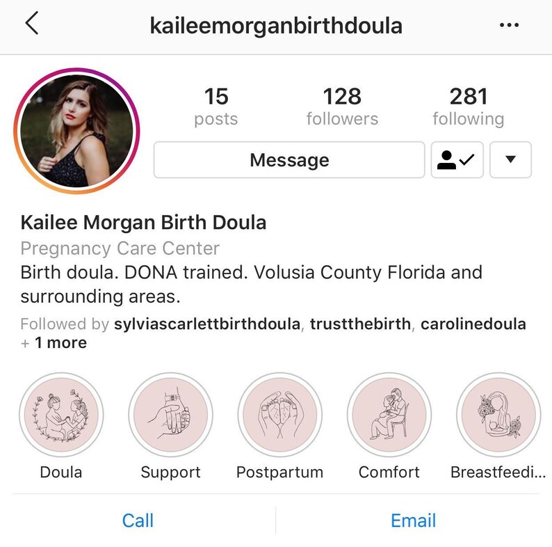 Doula Instagram Highlight Cover Pink Icon Doula HandDrawn