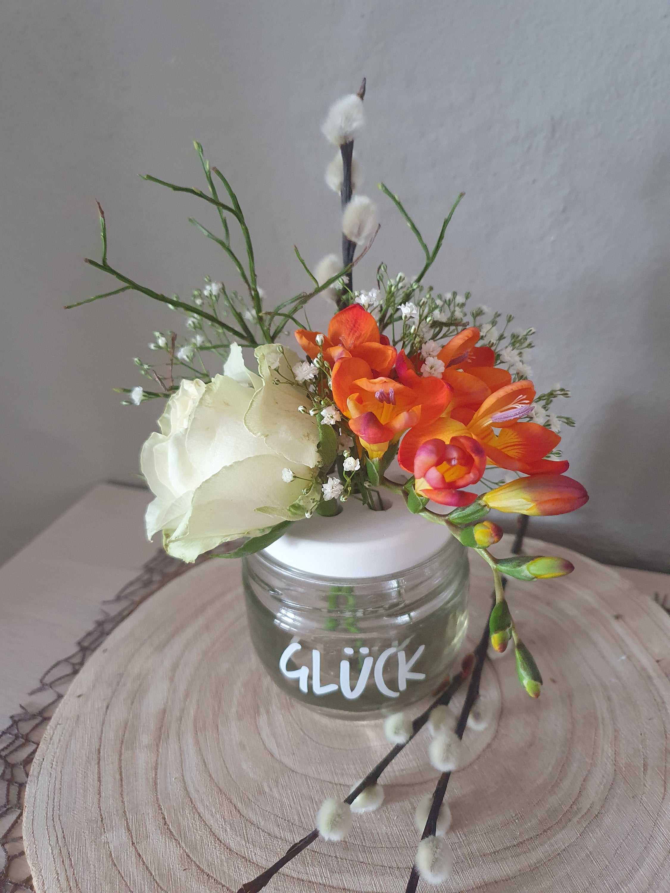 Blumenretter Deckel aus Raysin für Glück Glas