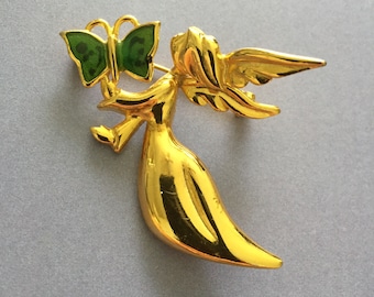 CAMCO Gold Tone Angel with Butterfly Pin