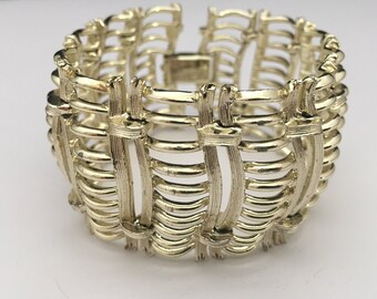 Vintage Lisner Gold Tone Link Cuff Bracelet