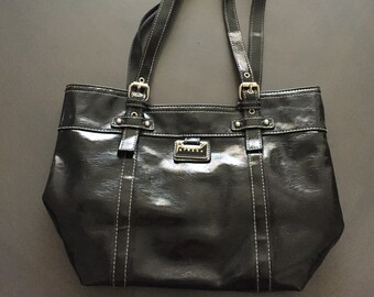 Strada Black Patent Leather Shoulder Bag Purse