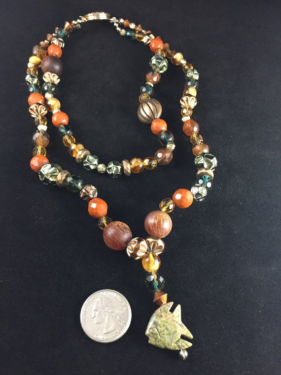 Double Strand Multi Color Bead Necklace with Agat… - image 7