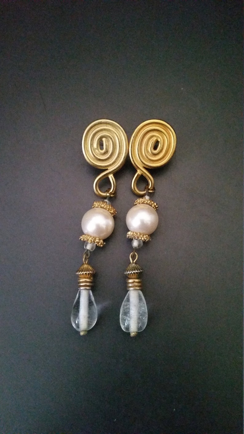 Pearl and Drop Swirl Earrings