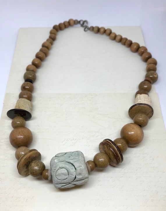 Wood Bead and Clay Necklace - image 1