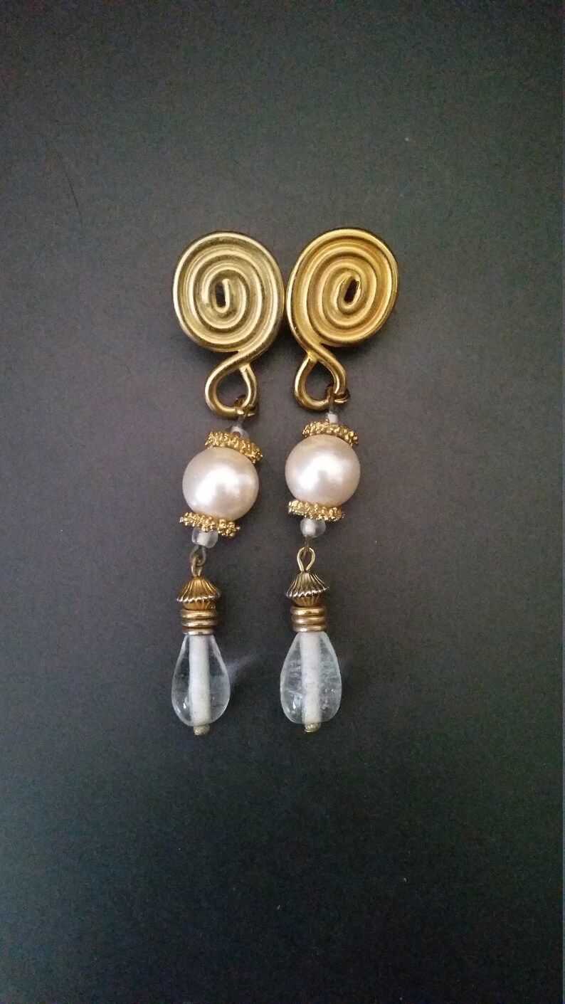 Pearl and Drop Swirl Earrings