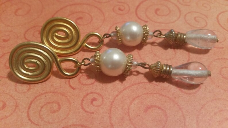 Pearl and Drop Swirl Earrings