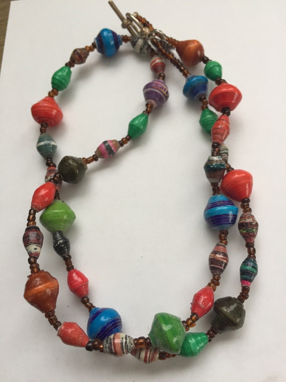 Bead for Life Ugandan Colorful Paper Bead Necklace Etsy