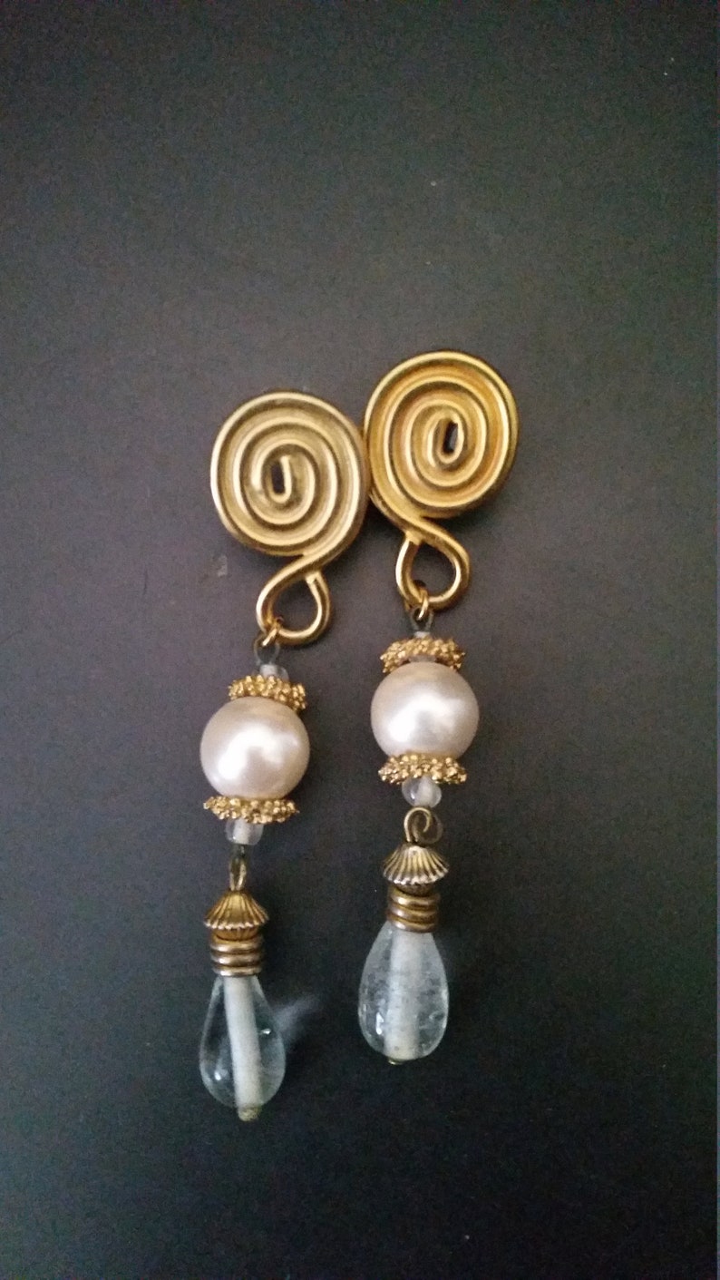 Pearl and Drop Swirl Earrings