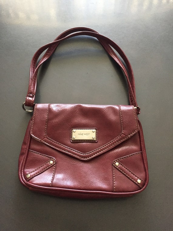 Nine West Cherry Red Faux Leather Purse Satchel Handbag NWOT | eBay