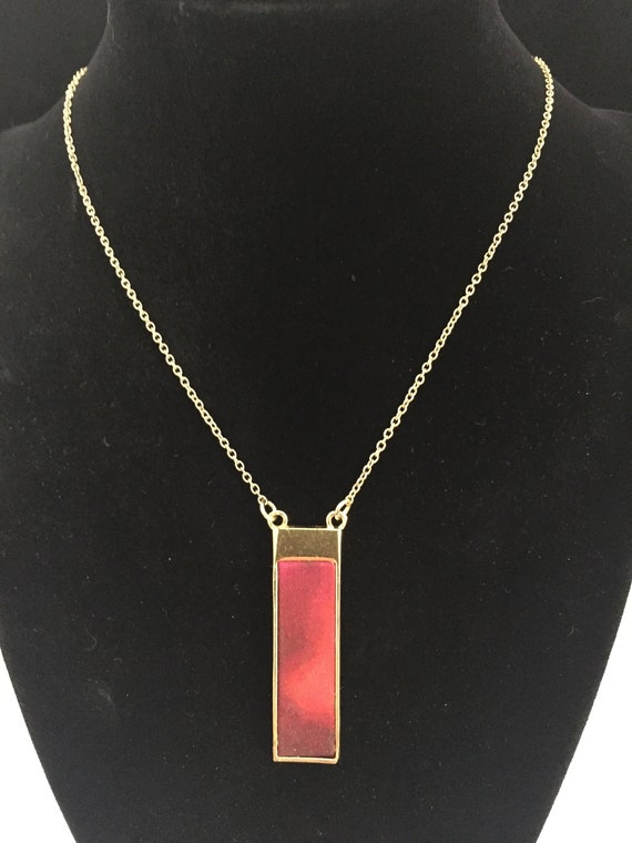 Reversible Gold and Red Bar Necklace