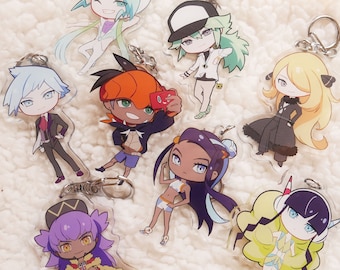 KEYCHAINS - Gym Leaders and Champions (13 characters) - Gamer Gift - Anime Acrylic Keychain Charm - Steven - N - Cynthia