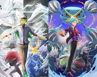 Gym Leaders and Champions 11" x 16" Posters Art Print Poster - PKMN - N - Steven - Anime Game Poster - Gamer Gifts - Pokemas