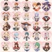 Genshin Impact Holographic Heart Buttons Badges - Ayato - Thoma - Zhongli - Arataki Itto (Fan-made merchandise)