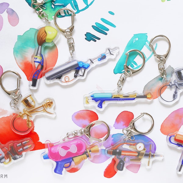 Ink Splat Keychains! (23 types) Inkling - Octoling - Acrylic Charm - Anime Gamer Gift - Splatoo