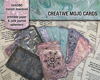 Creative Mojo Cards Collection, Ephemera, Printable Images, Printable Art, Instant Download, Original Art, Inspirational Quotes