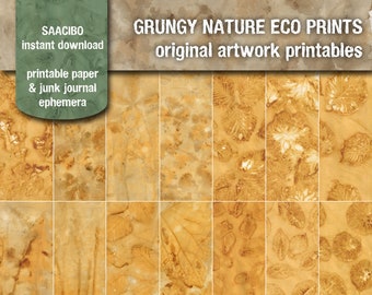Grungy Nature Prints, Eco Dyed Papers, Printable Images, Original Art, Instant Download, Digi Kit