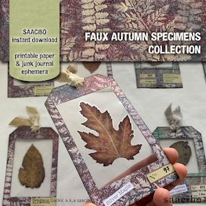 Collezione di campioni autunnali finti, carte tinte ecologiche, immagini stampabili, arte Gelli originale, download istantaneo, kit Digi