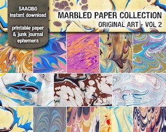 Marbled Paper Collection: Original Art Digital Papers (A4/Letter PDF & JPG)