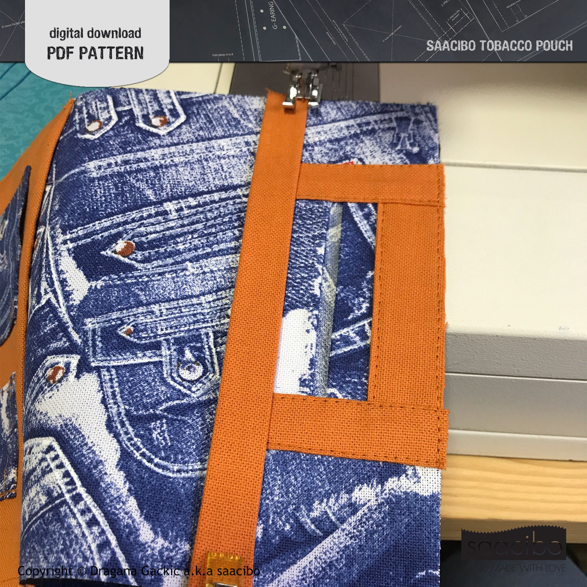 Tobacco Pouch Sewing Pattern, Rolling Cigarette Organizer (PDF Pattern)
