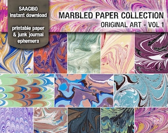Marbled Paper Collection: Original Art Digital Papers (A4/Letter PDF & JPG Download)