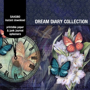 Collezione di diari dei sogni, DIGI KIT da 21 pagine, Ephemera da diario spazzatura, Immagini stampabili, Download immediato, Collage digitale, Ispirato alla natura