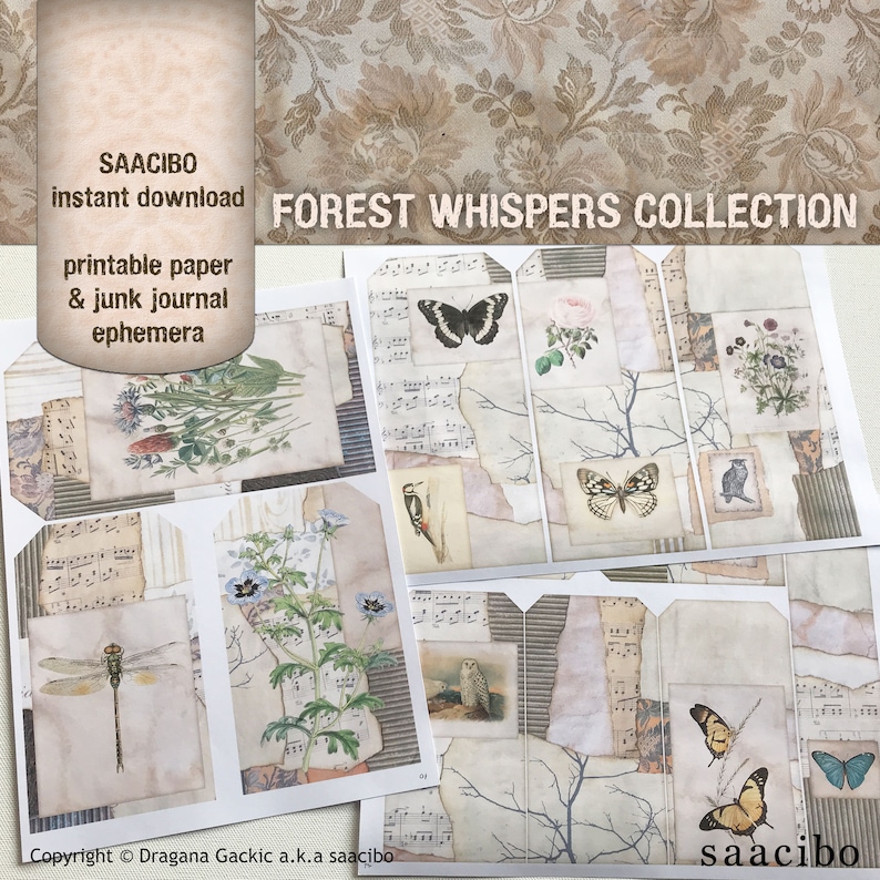 Forest Whispers Collection, Ephemera Classics, Printable Images, Vintage Art, Instant Download, Digital Collage, Digi Kit image 6