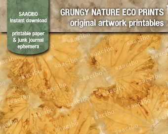 Grungy Nature Prints, Eco Dyed Papers, Images imprimables, Art original, Téléchargement instantané, Digi Kit