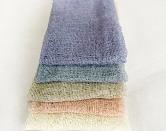 Natural Eco Dyed Gauze - set of 5 - Pastel Tones