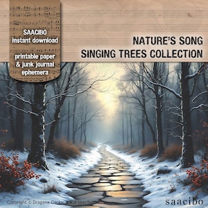 Colección Nature's Song - Árboles cantores - Formato A4 y carta, imágenes imprimibles, descarga instantánea, kit digital, bosque, árboles, hongos
