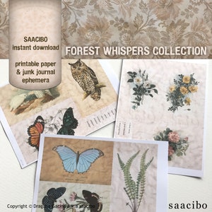 Forest Whispers Collection, Ephemera Classics, Printable Images, Vintage Art, Instant Download, Digital Collage, Digi Kit image 4