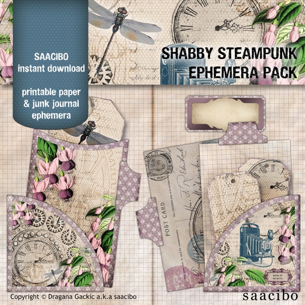 Shabby Steampunk Ephemera Pack, Ephemera Classics, Printable Images, Vintage Art, Instant Download, Digital Collage, Digi Kit