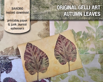 Original Gelli Art Prints, Printable Images, Instant Download, Digi Kit, Autumn Leaves