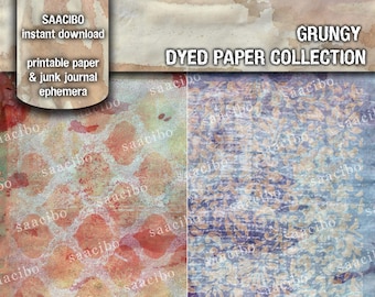 Grungy Dyed Papers, Printable Images, Original Art, Instant Download, Digi Kit