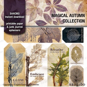 Magical Autumn Collection, Printable Images, Instant Download, Digi Kit, Plants, Trees, Leaves, Eco Prints image 5