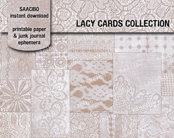 Lacy Cards and Tags: Vintage Ephemera, Printable Collage (Digital Download)