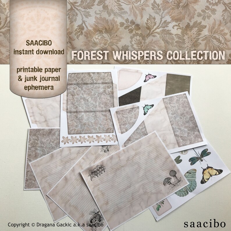 Forest Whispers Collection, Ephemera Classics, Printable Images, Vintage Art, Instant Download, Digital Collage, Digi Kit image 9