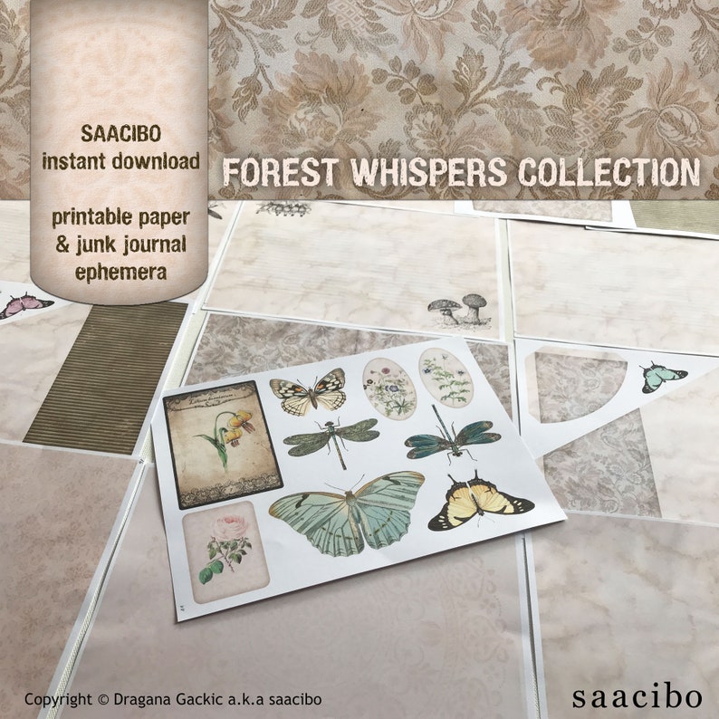 Forest Whispers Collection, Ephemera Classics, Printable Images, Vintage Art, Instant Download, Digital Collage, Digi Kit image 10
